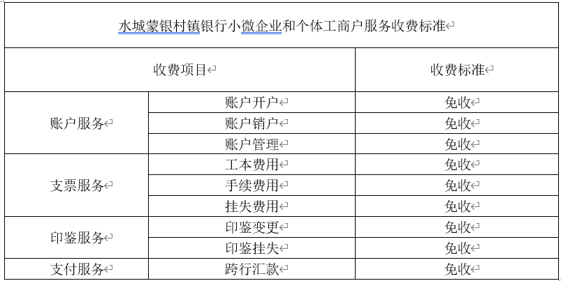 服务收费标准截图